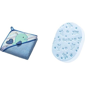 BabyOno Osuška s kapucňou - froté 100x100 (Veľryba) - Modrá