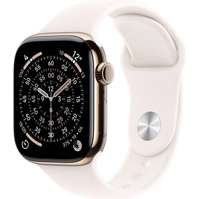 Apple Watch Series 11 Cellular (46mm) Zlatý Titan so svetlo rumenným športovým remienkom S/M MFD54MP/A