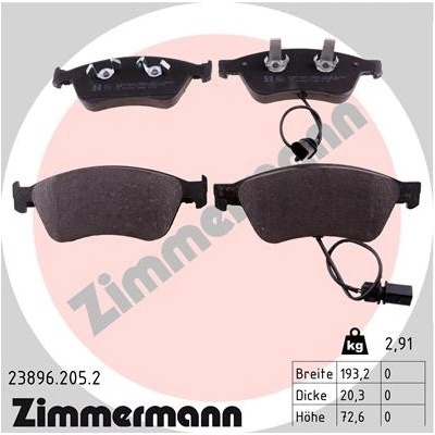 ZIMMERMANN Sada brzdových platničiek kotúčovej brzdy 238962052