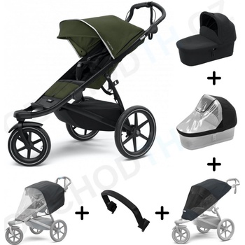 Thule Urban Glide 2 Black / Cypress Green 2021 + pláštenka + ochranná sieť + madlo + vanička + pláštenka na vaničku