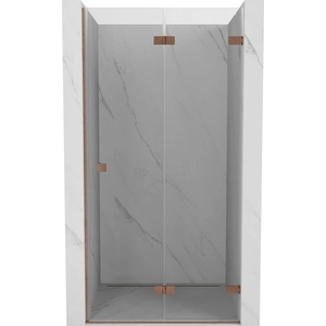 Mexen Lunar-F сгъваеми душ врати десни 100 см, прозрачни, четка мед - 836-100-000-65-00-P (836-100-000-65-00-P)