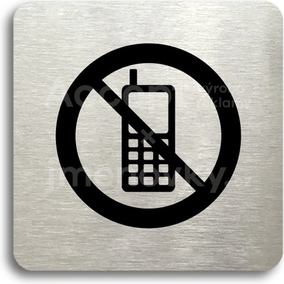 ACCEPT Piktogram zákaz telefonování - stříbrná tabulka - černý tisk bez rámečku