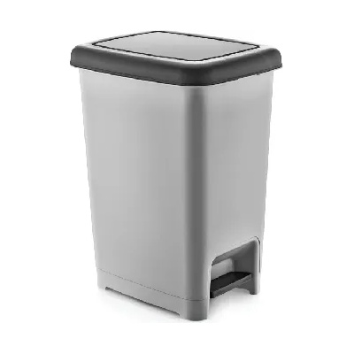 Dünya Plastik DUNYA-Кош с педал правоъгълен 25lt. SLIM СИВО/ЧЕРНО (01043) (0151378)