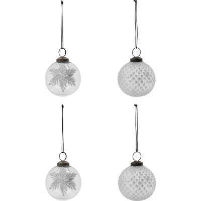 House Doctor Vianočná ozdoba Snowi Clear Silver – set 4 ks