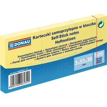 Image 1 of DONAU Самозал. листчета Donau 51х38mm, 3x100л, жълти (31245-А)
