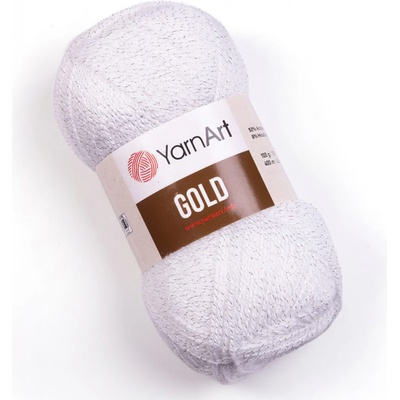 YarnArt Pletací příze GOLD 9051 bílá, efektní, 100g/400m