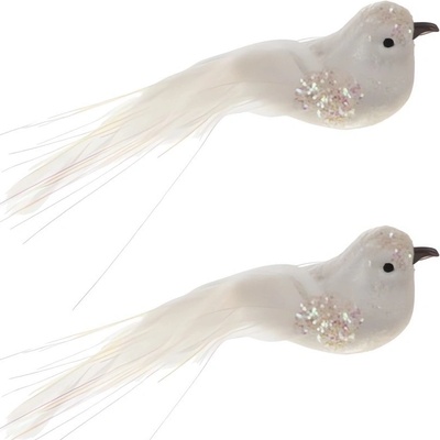 Ruhhy 22338 Dekorácia vtáčik biely 16 x 4 cm