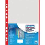 DONAU Document T-Shirts PP, A4, crystal, 40micre, colorful hem - red, 100pcs