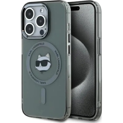 KARL LAGERFELD KLHMP15LHLSCHK iPhone 15 Pro 6.1" черен/черен твърд калъф IML Metal Choupette Head MagSafe (3666339284626)