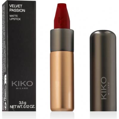 KIKO Milano Velvet Passion krémová rtěnka s matným efektem 345 Lacquer Red 3,5 g