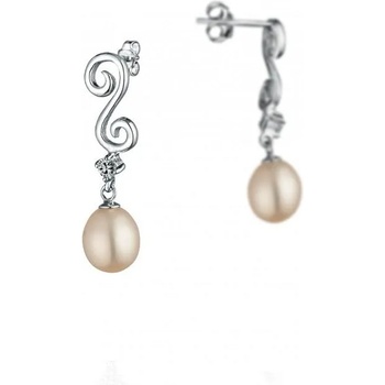 Image 1 of Swan Сребърни обици със сладководни бели перли IPE1199 Swan