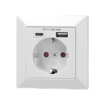 ORNO Контакт ШУКО 2p+e 16a + usb тип a+c 2.8a 14w цвят бял orno (or-ae-13232(gs))