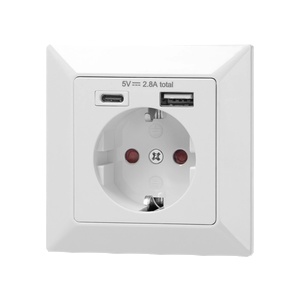 ORNO Контакт ШУКО 2p+e 16a + usb тип a+c 2.8a 14w цвят бял orno (or-ae-13232(gs))