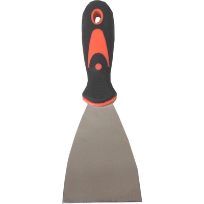 TOPTRADE špachtľa nerezová, s gumenou, ergonomickou rukoväťou, 75 mm, profi
