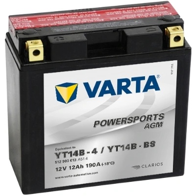VARTA Powersports AGM 12V 12Ah left+ YT14B-4/YT14B-BS 512903013A514