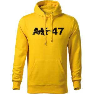 DRAGOWA мъжки суитшърт с качулка ak47, жълт, 320г/м2 (5792)