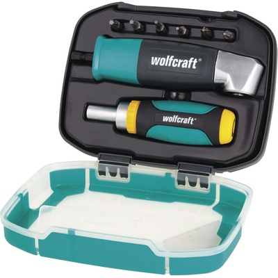 Sada bitů Wolfcraft 6 ks PH2, PZ2, TX10, TX15, TX20, TX25 s úhl. nástavcem a šroubovákem 1001000