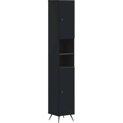 vidaXL Шкаф за баня с отворена рафт BREDA Черно 30 x 31 x 190 см (897476)