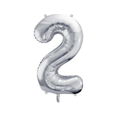 Balón fóliový 86cm číslo 2 strieborný