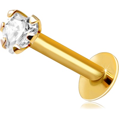 Šperky Eshop zlatý piercing do rtu a brady čirý zirkon ve tvaru srdce S2GG206.51