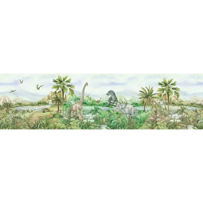 AG Design WBD-8185 Dětská samolepící bordura Dino, rozměry 5 m x 13,8 cm