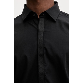 HUGO BOSS Памучна риза hugo в черно с кройка по тялото с класическа яка 50549775 (50549775)