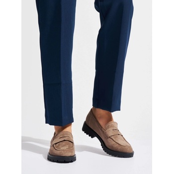 Stylové mokasíny béžové dámské na platformě