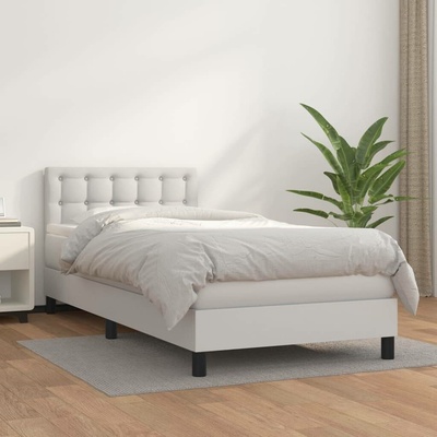 vidaXL 3141096 Boxspring postel s matrací umělá kůže / barva Bílá