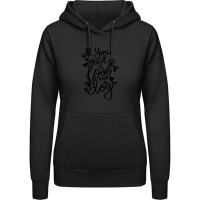 AWDis Hoodie mikina Nápis All you need is love and a Dog Černá