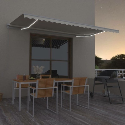 vidaXL Marketos Ručně zatahovací markýza s LED světlem 500 x 350 cm krémová