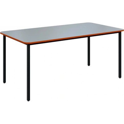JSBR 170 N jídelní stůl kovová podnož černá deska 18 mm deska šedá s hranou pomeranč 1700 x 900 mm