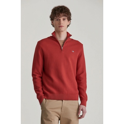 Gant Cotton Textured Half Zip Iron Red