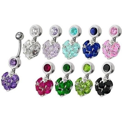 Šperky4U stříbrný piercing do pupíku srdíčko BP01057-Q