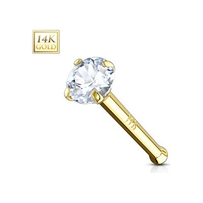 Šperky4U zlatý piercing do nosu čirý zirkon ZL01126C-YG