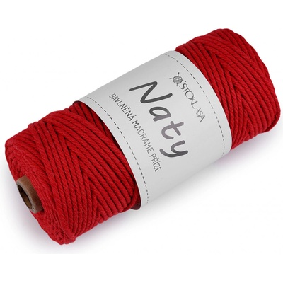 Prima-obchod Bavlněná pletací příze macrame Naty Ø3 mm rozčesávací, barva 10 červená