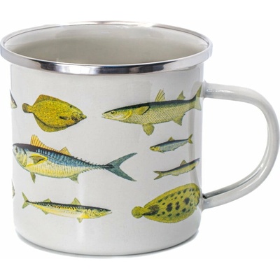 Sass & Belle Biely zelený hrnček Vintage Fish 310 ml