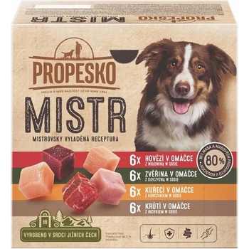 Propesko MISTR Dog Консерва говеждо/дивеч/пиле/пуйка в сос 24 x 85 г