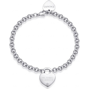 S`Agapõ slušivý oceľový náramok so srdiečkom Be My Always SBM79