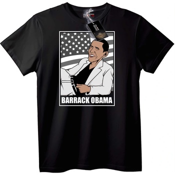 NOONEBRAND Тениска Патриотичен Барак Обама - 2XL, Black