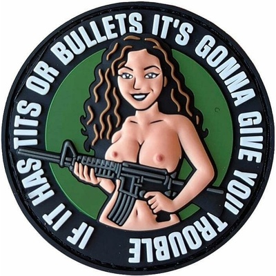 101INC 3D plastová nášivka TITS OR BULLETS s suchým zipsom