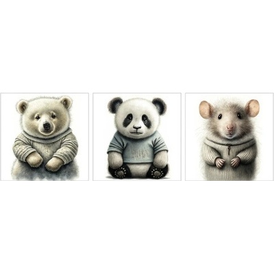 Obraz na plátne cute baby animals set 3ks