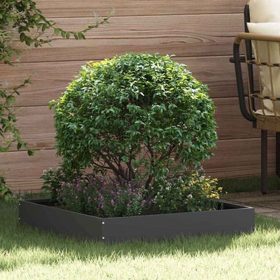 vidaXL Ограда за трева 6 pcs Черно 60 x 60 x 13 см Стомана (874731)
