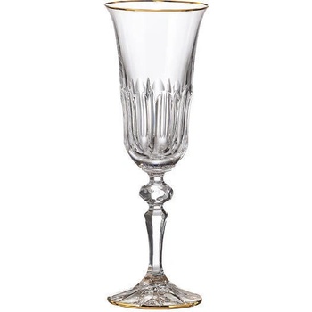 Bohemia Crystal ručne brúsené poháre na šampanské Daisy Line Gold set po 2 x 150 ml