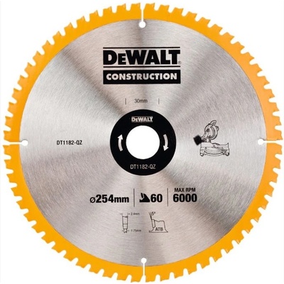 DeWALT DT1182 Pilový kotouč 254x30mm 60zubů ATB 7° – Zboží Dáma