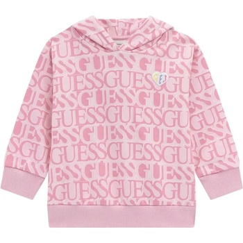 GUESS Спортен суичър в розово за мини момиче с качулка и джобове Guess