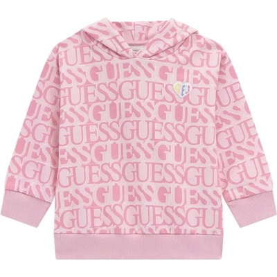 GUESS Спортен суичър в розово за мини момиче с качулка и джобове Guess