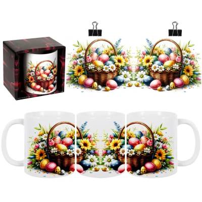 Подарък за Великден - Керамична чаша с кошница и яйца 300 мл (К101278-2)