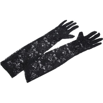 Dlhé spoločenské rukavice čipkované čierna