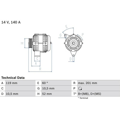 Alternátor BOSCH 0 986 046 190