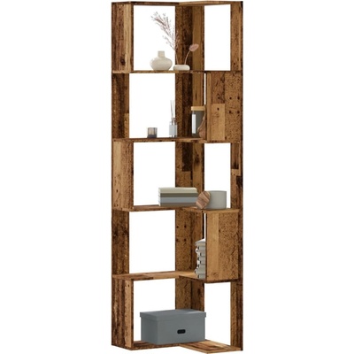 vidaXL Rohová 5patrová knihovna old wood 50x50x179 cm